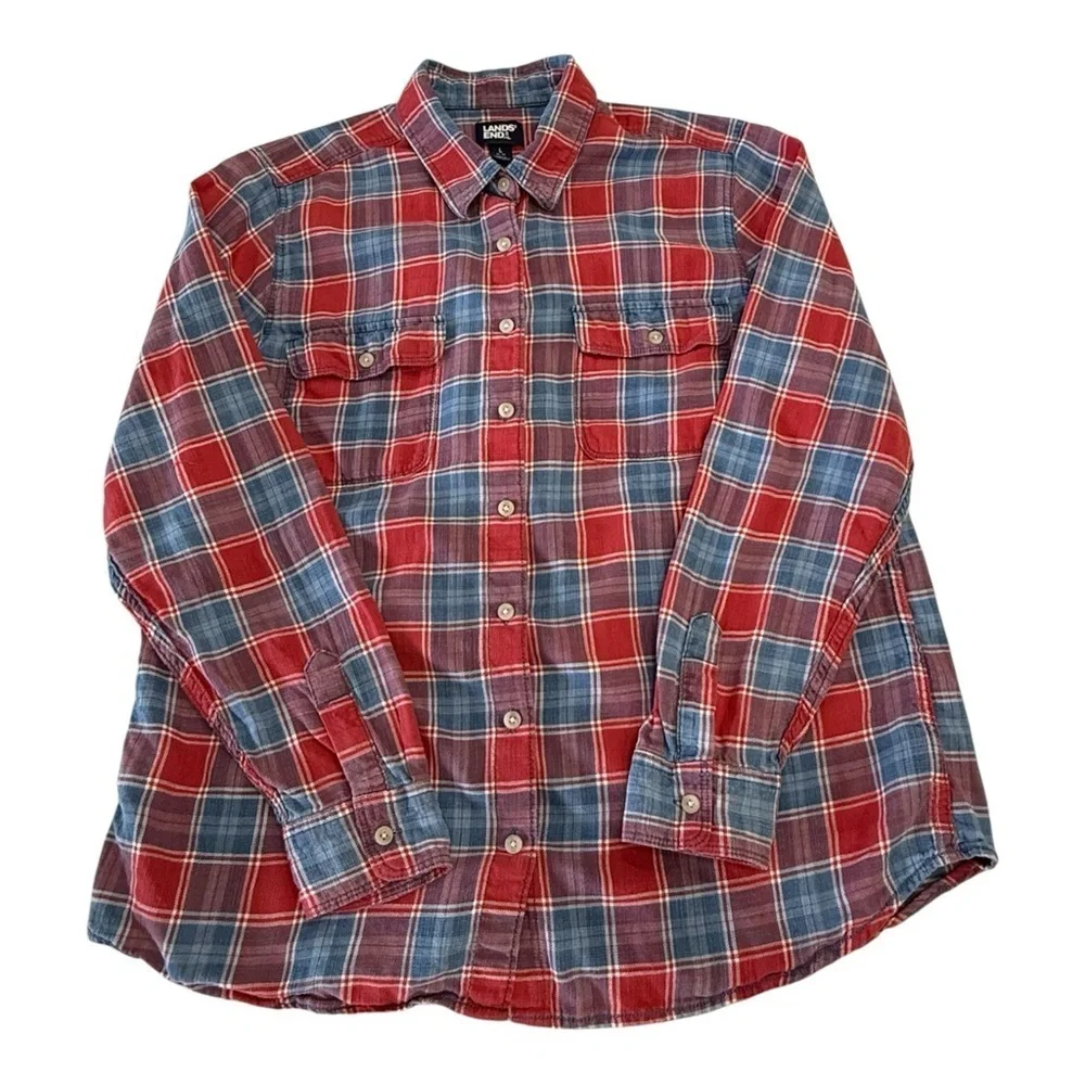 Lands End Cotton Flannel Shirt Size L (14-16)